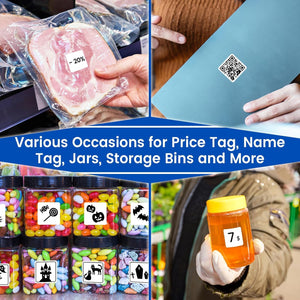L LIKED 10 Rolls 13800 Pcs 1x1 Inch Square Removable Thermal Labels | Smudge & residue-free adhesive. QR codes compatible, water & oil resistant. For home & office, No Residue