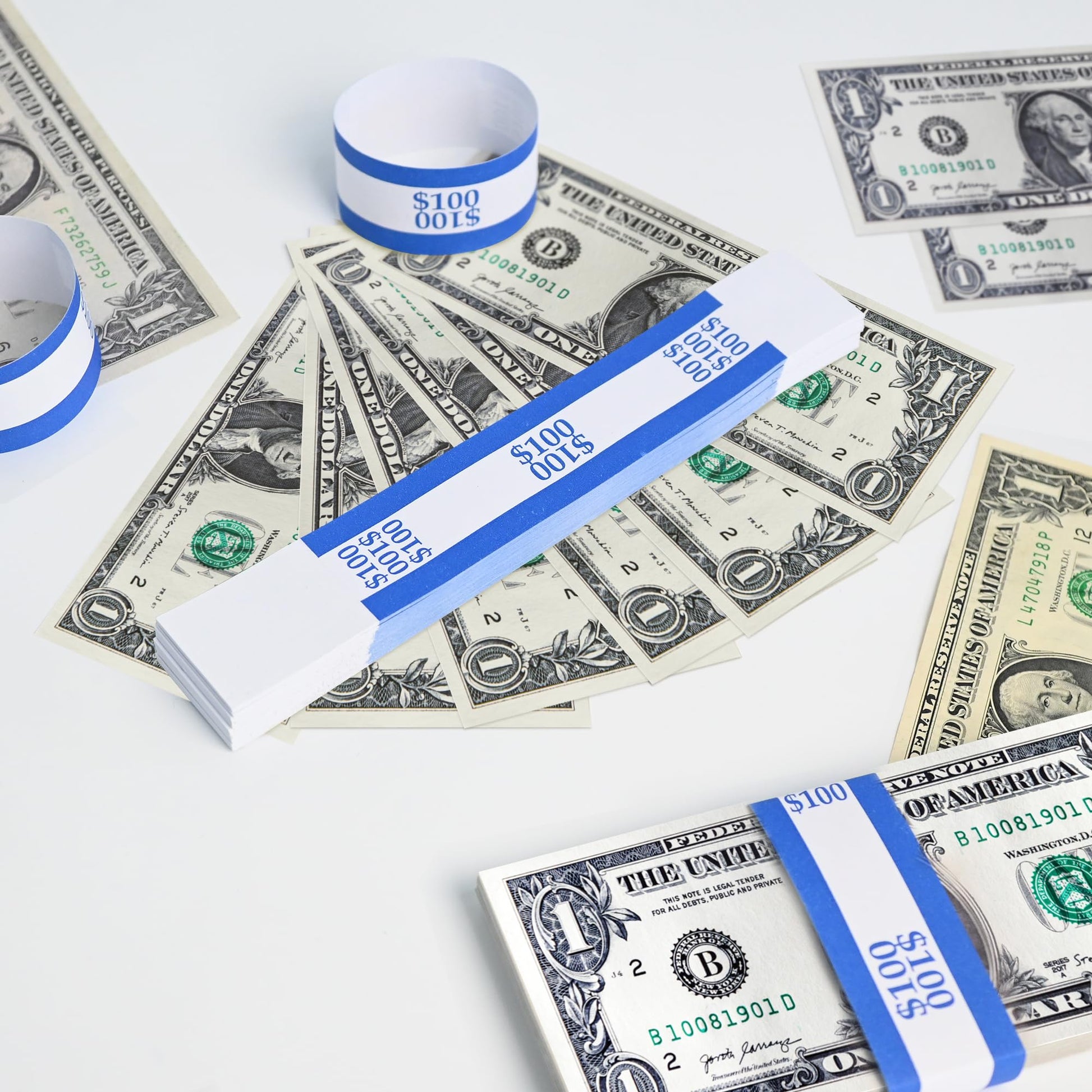 L LIKED Money Band Self Sealing Currency Straps for Bill Wrappers 100 PCS