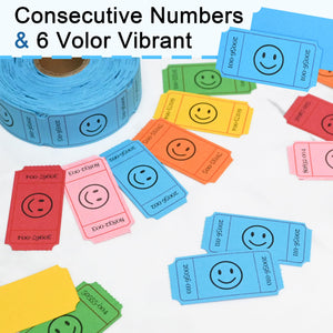 L LIKED Raffle Tickets, Smile,(6 Color Selection),Each Color with 500 Tickets,1