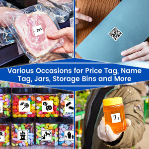 L LIKED  Removable Direct Thermal Labels with Perforated Lines, Water and Oil Resistant, Compatible with Rollo, Zebra Desktop Printers and More