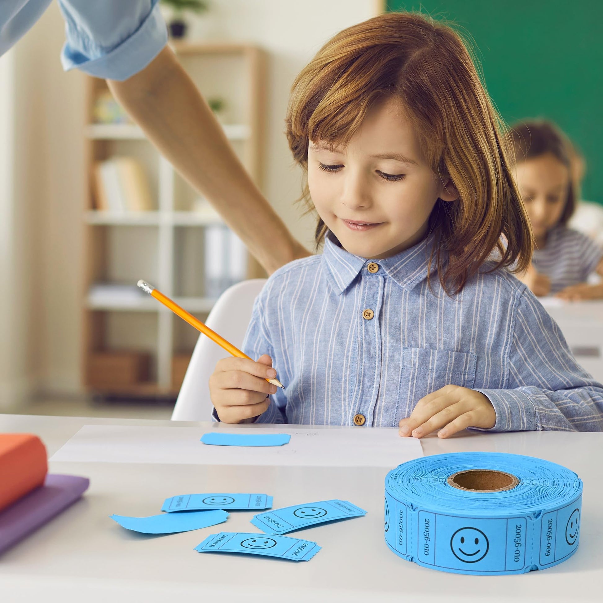 L LIKED Raffle Tickets, Smile,(6 Color Selection),Each Color with 500 Tickets,1"x2"Single Roll, Ticket for Events, Entry, Class Reward, Raffle & Prizes