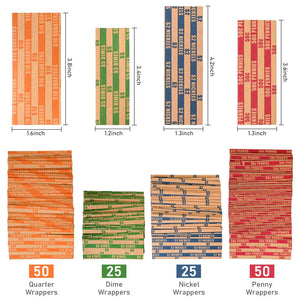 LLIKED Flat Coin Wrappers, Assorted US Coin Rolls, ABA Color Coded