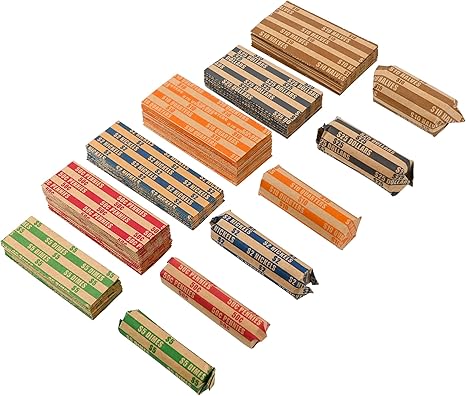 L Liked 200-Count Assorted Coin Roll Wrappers - Fits Pennies, Nickels, Dimes, Quarters, Dollars & Halves