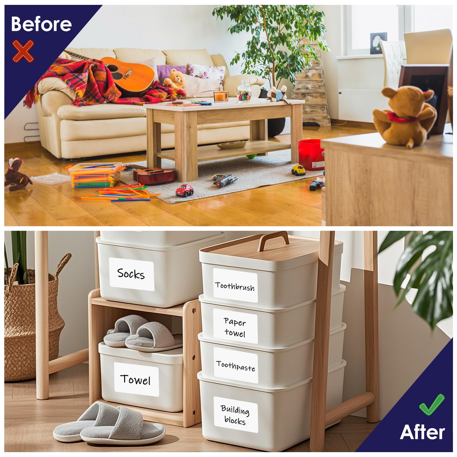 L LIKED 4"x6" Blank Removable Labels for Storage Bins,  No Residue Handwritten Stickers for Boxes and Cases (150 Labels)