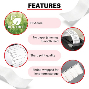 LLIKED 100 Rolls 2 1/4" x 50' Thermal Receipt Paper Roll BPA-Free Cash Register Paper, Smooth Print Paper Fits Most 58mm Mini POS Terminals & Credit Card Machines