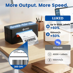 LLIKED LP56 4x6 Bluetooth Thermal Shipping Label Printer,Commercial Grade Long-Life Print Head (650K+ 4x6 Labels),for Small Businesses ,online design,Compatible with iPhone, Windows & Mac