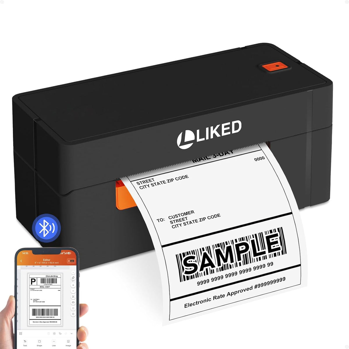 LLIKED LP56 4x6 Bluetooth Thermal Shipping Label Printer,Commercial Grade Long-Life Print Head (650K+ 4x6 Labels),for Small Businesses ,online design,Compatible with iPhone, Windows & Mac