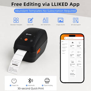 LLIKED WT20 2.5" Bluetooth Thermal Printer -Commercial Grade Long-Life Print Head (approx 98,500+ Ft), for Small Businesses, online design, Commercial Printer, Create Custom Stickers