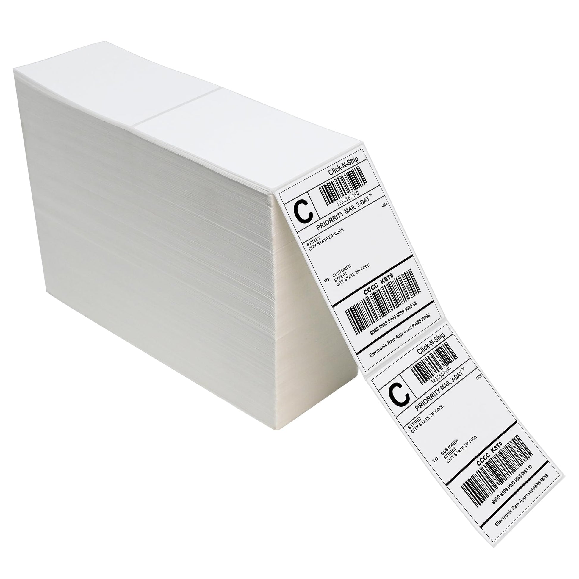 L LIKED  Fanfold 4" x 6" Direct Thermal Labels, with Perforated line for Thermal Printers - Compatible Zebra & Rollo Printer (4" x 6" )