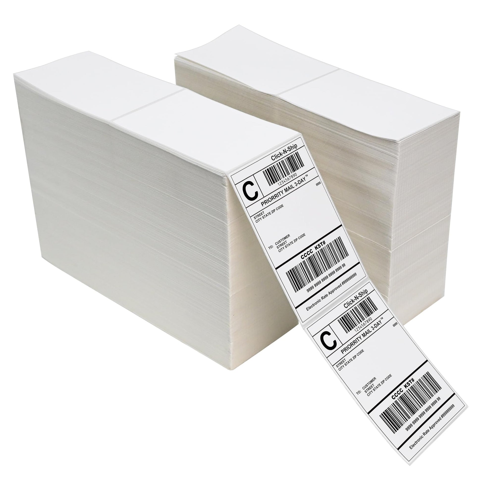 L LIKED  Fanfold 4" x 6" Direct Thermal Labels, with Perforated line for Thermal Printers - Compatible Zebra & Rollo Printer (4" x 6" )