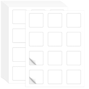 L LIKED 1200 Printable Matte Square Sticker Labels, 2" x 2" - 12 Labels/Sheet, 100 Sheets - Strong Adhesive, Bright White, Compatible with Laser & Inkjet Printers for Home & Office Organization