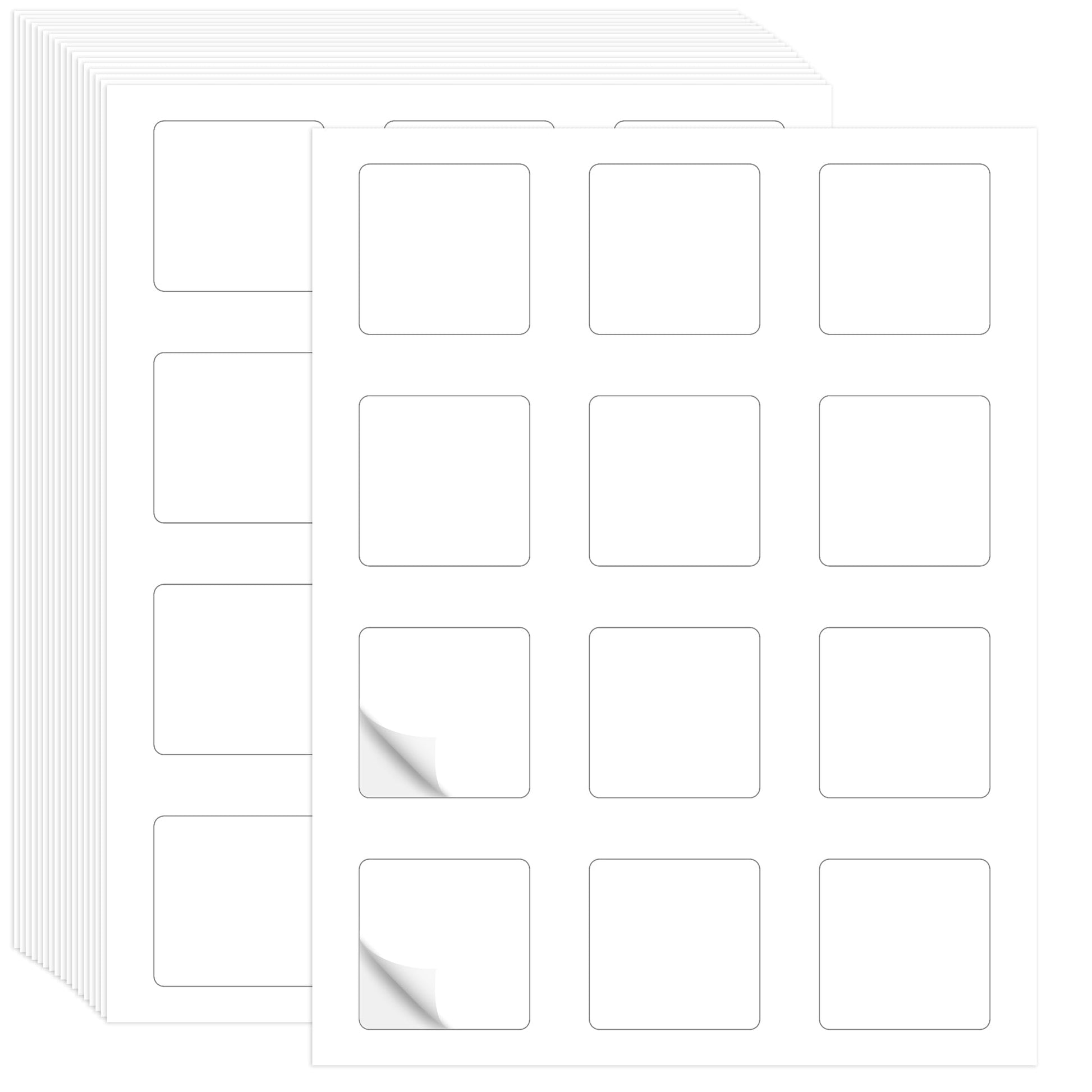 L LIKED 1200 Printable Matte Square Sticker Labels, 2" x 2" - 12 Labels/Sheet, 100 Sheets - Strong Adhesive, Bright White, Compatible with Laser & Inkjet Printers for Home & Office Organization