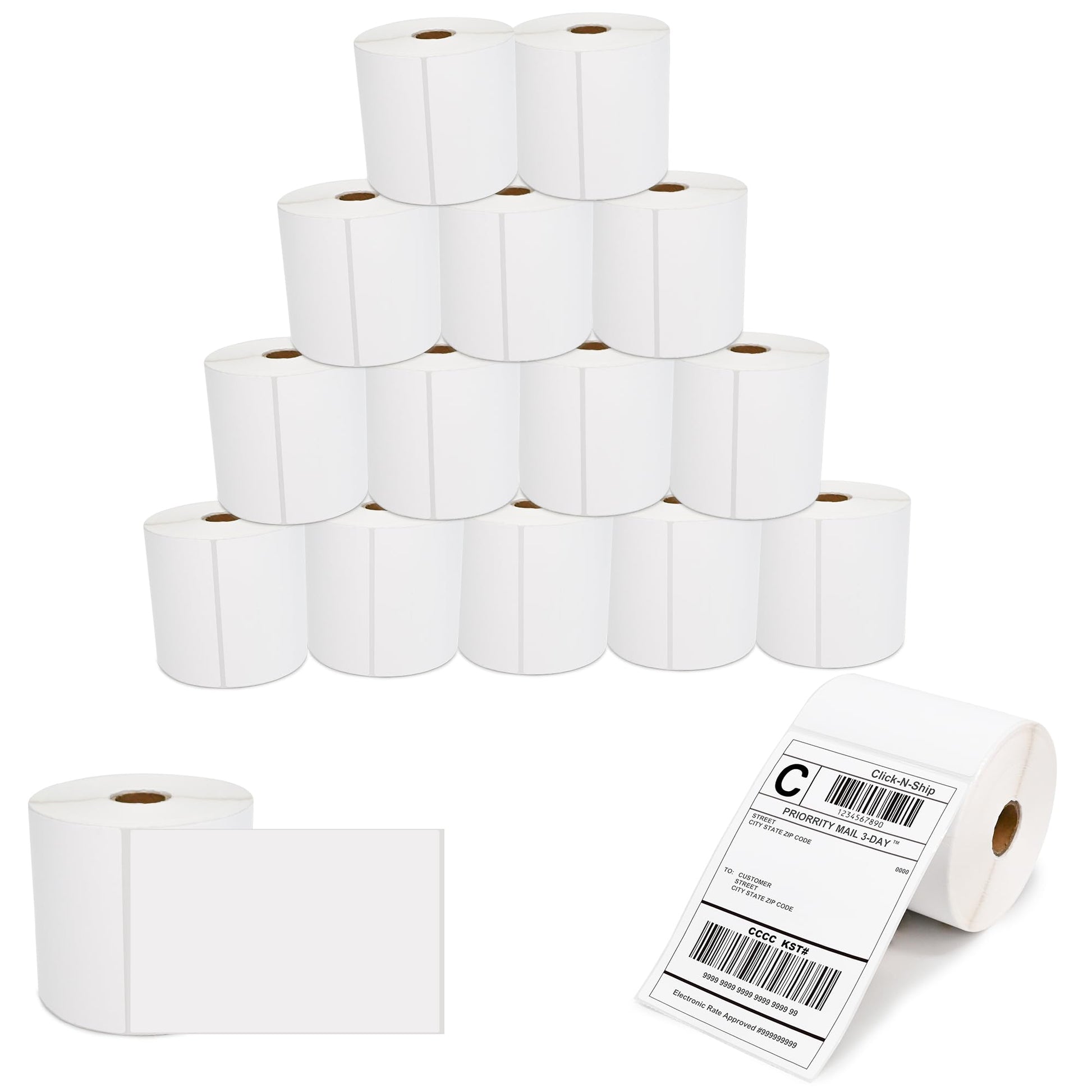 L LIKED  4" x 6" Direct Blank Thermal Shipping Labels with 450 Labels/Roll - Compatible Zebra 2844 ZP-450 ZP-500 ZP-505