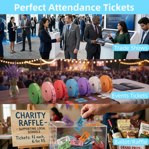 L LIKED Mixed Raffle Tickets, 1"x2" Rainbow Variety Pack – Consecutively Numbered & Perforated for Events, Carnivals, Door Prizes
