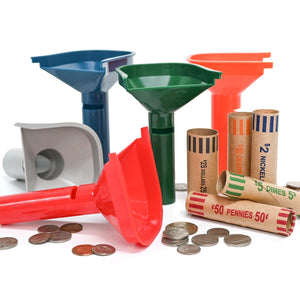 L LIKED 30 Assorted Preformed Coin Wrappers & 5 Coin Sorters Tubes, Color-Coded,Easy to Load