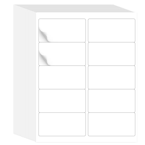 L LIKED Printable White Sticker Labels 2 x 4 Inches Mailing Labels, Laser/Inkjet Printing - Matte, 10 per Sheets