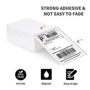 L LIKED  Fanfold 4" x 6" Direct Thermal Labels, with Perforated line for Thermal Printers - Compatible Zebra & Rollo Printer (4" x 6" )