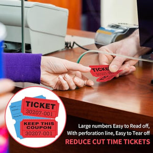 L LIKED 2000 Raffle Tickets Double Rolls 50/50 Stub Tickets with Consecutive Numbers 1000 Pairs per Roll,2 Rolls