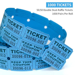 L LIKED 2000 Raffle Tickets Double Rolls 50/50 Stub Tickets with Consecutive Numbers 1000 Pairs per Roll,2 Rolls