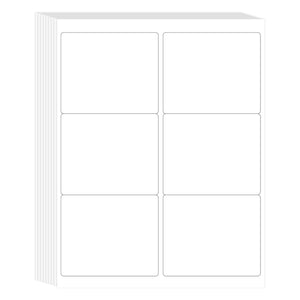 3-1/3" x 4" Printable White Sticker Labels, 6 up label  by laser/inkjet printer