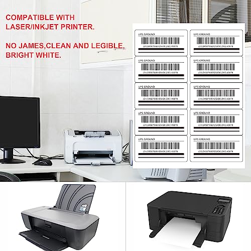 L LIKED Printable White Sticker Labels 2 x 4 Inches Mailing Labels, La