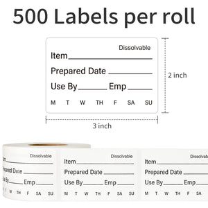 L LIKED 500 Stickers Dissolvable Food Label 2" x 3" Rotation Label Great use for Containers (Roll of 500)
