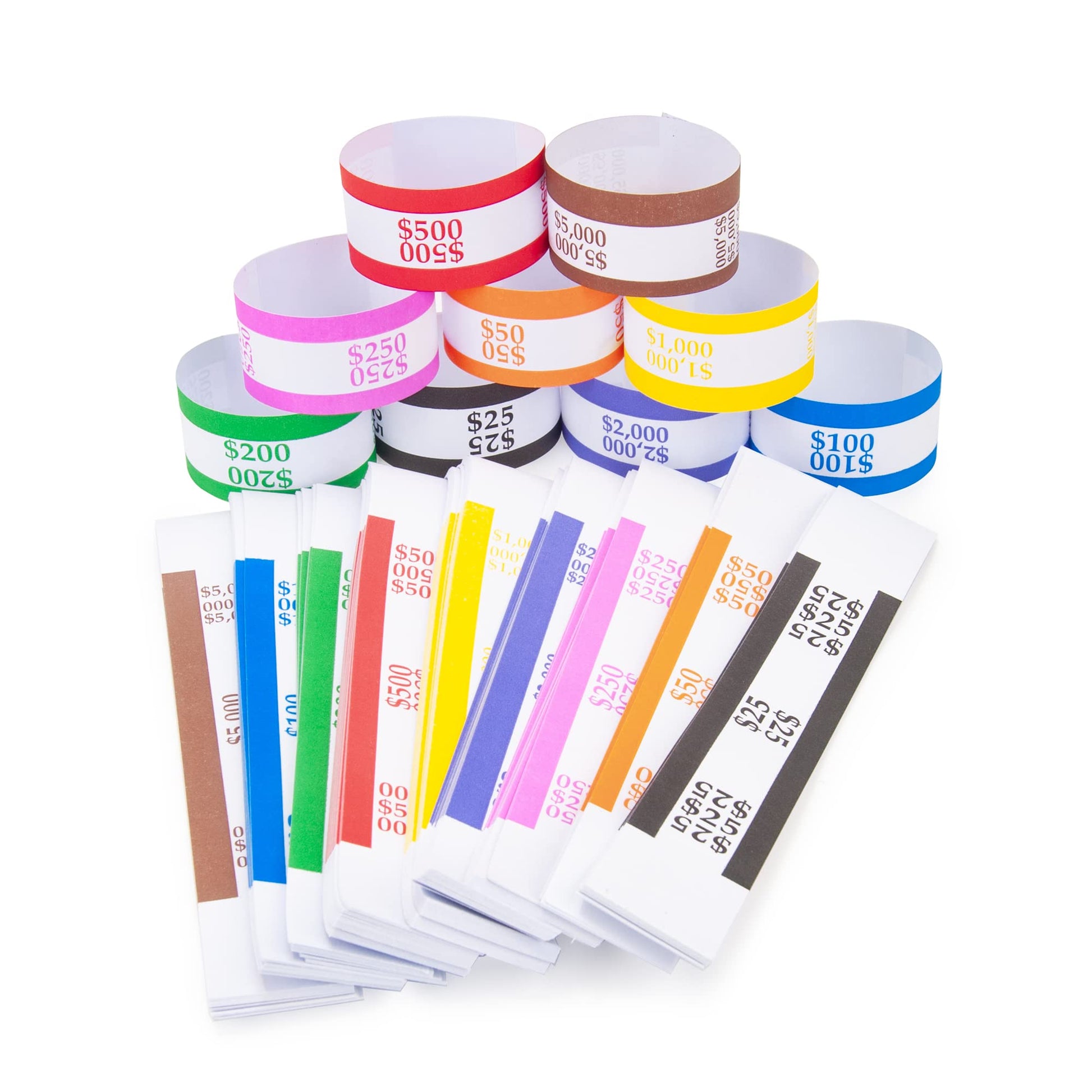 L LIKED Money Band Bundles Self Sealing Currency Straps for Bill Wrappers (9 Colors - 720 Assorted)
