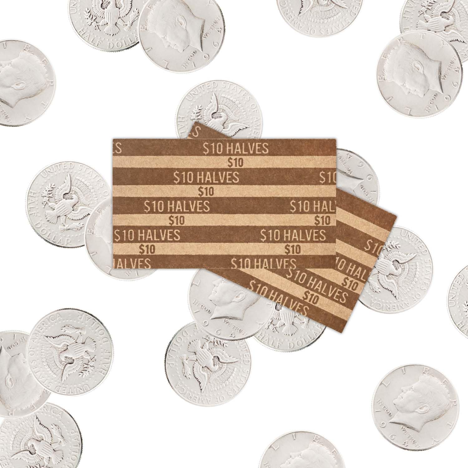 L LIKED 105 Pcs Tubular Coin Wrappers, Half Dollar Coins, 10 Flat Stri